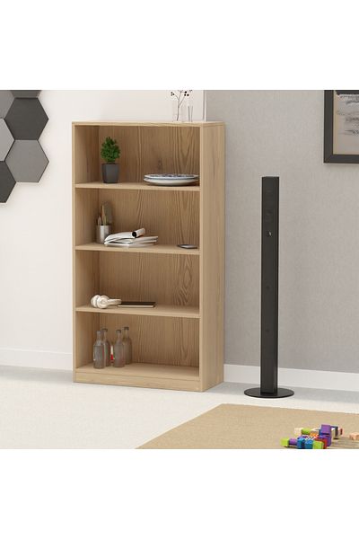 Mahmayi Wooden Storage Display Shelves 4-Tier Freestanding, Light Imperia