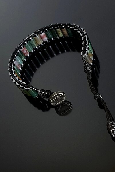 Seven Art Jewelry Doğal Taş Bileklik, Hint Akiği Bileklik, Silindir Akik Bileklik, Kadın Bileklik, Erkek Bileklik