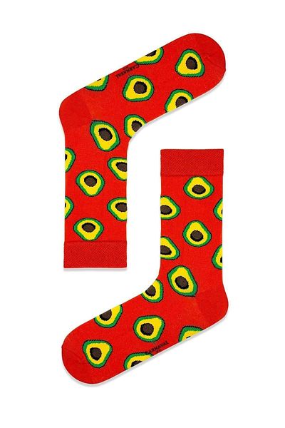 CARNAVAL SOCKS Червени чорапи с шарка на авокадо