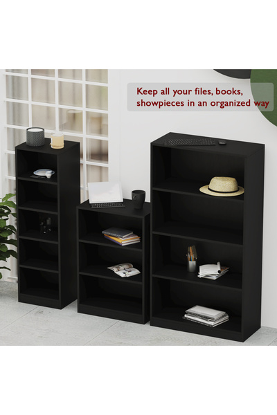 Mahmayi Wooden Storage Display Shelves 3-Tier Freestanding, Black