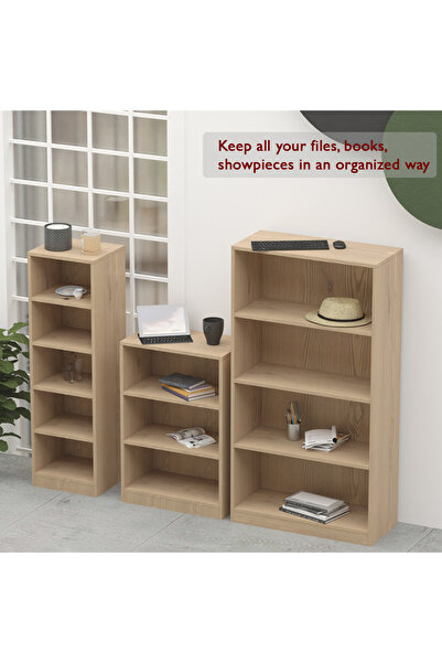 Mahmayi Wooden Storage Display Shelves 5-Tier Freestanding, Light Imperia