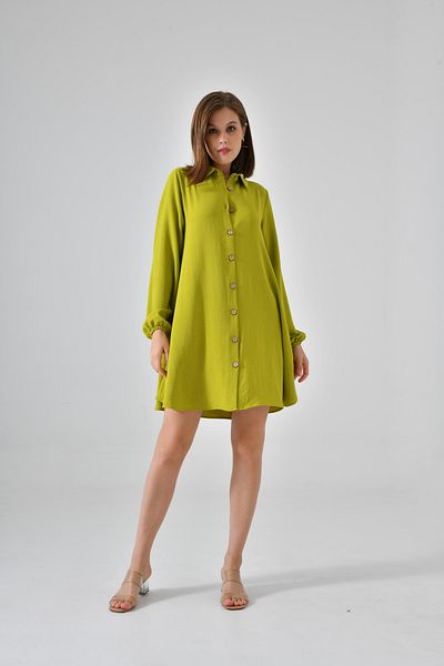 Saade Oil Green Wooden Buttoned Tunic