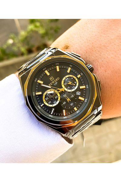 Reward Luxury Ful Steel with Calendar Men's Wrist Watch Waterproof Bracelet Gift