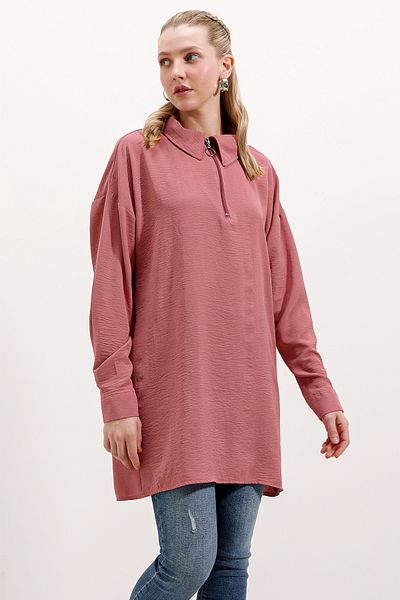 Bigdart Model 5917 Tunica supradimensionata cu fermoar Dusty Rose