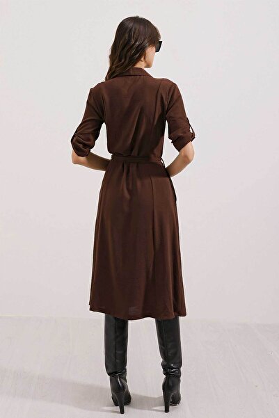Bigdart Women's Brown Belted Shirt Dress 2442