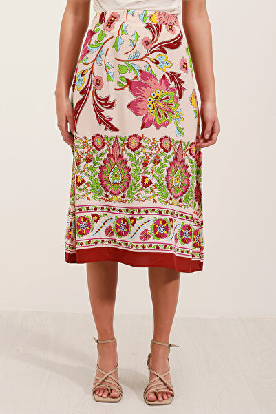 Bigdart 1899 Wzorzysta spódnica midi - bordowa czerwień