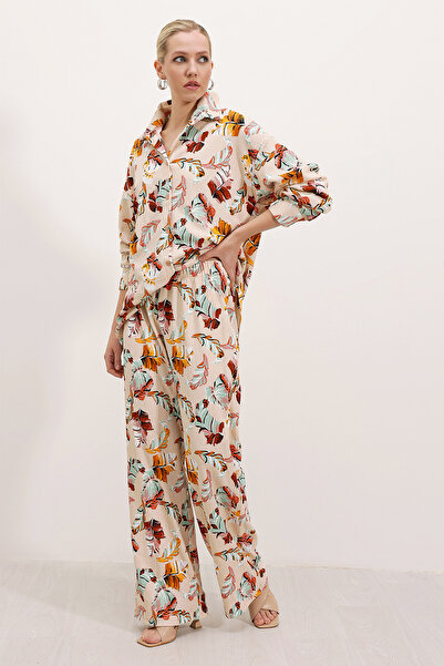 Bigdart Kadın Krem Desenli Örme Ikili Takım 5858