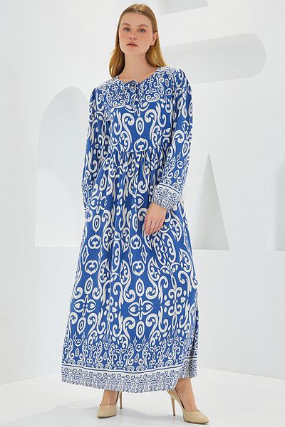 Bigdart Model 1947 Rochie lunga din vascoza - Model Indigo Ecru
