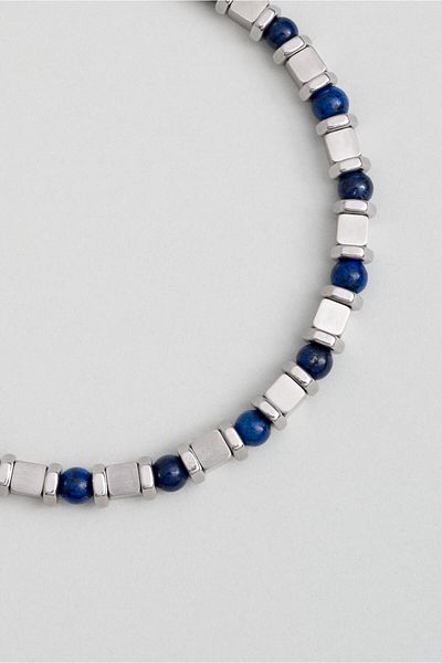 So CHIC... 21 cm Steel Men's Bracelet with Lapis Stone