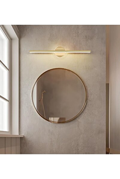 burenze Modern Kablosuz Tak Çalıştır Ledli Pilli Aplik Banyo Tablo Ayna Aydınlatma Eskitme Gold Pil Dahildir