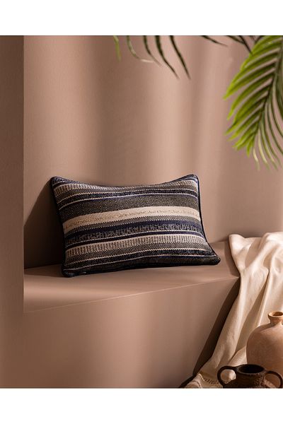 Madame Coco Allons Throw Pillow Cover - Navy/Beige - 35X55 cm