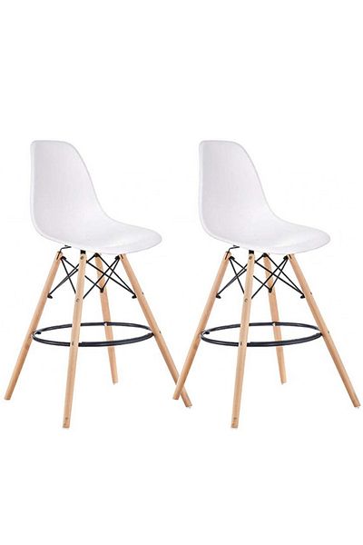 Mahmayi Ultimate Eames Style DSW Bar Stool Set of 2-White