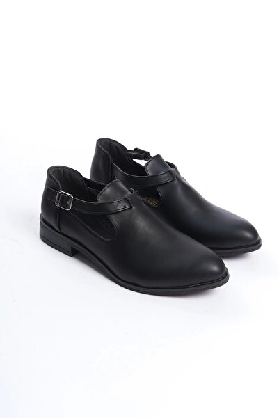 CAMOLLA Черни кожени дамски ежедневни обувки с катарама