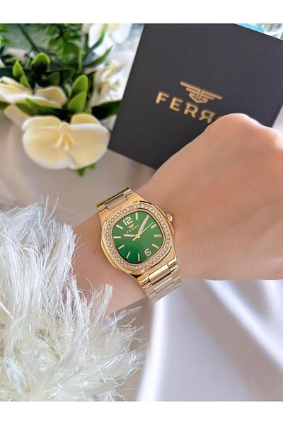FERRO 3 Atm Water Resistant Steel Cord Ion Coated Women's Wrist Watch and Bracelet Efl21366-B6