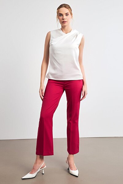 Setre Bluză cu mânecă scurtă ecru cu guler asimetric