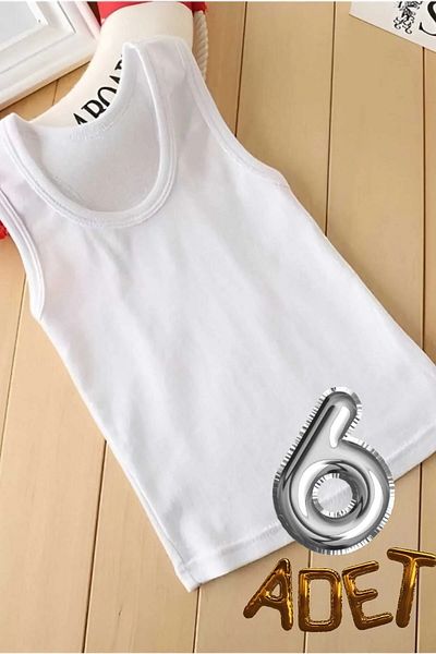 Anıt 6 Pieces Combed Cotton (Cotton) Kids Boys Tank Top 100% Cotton