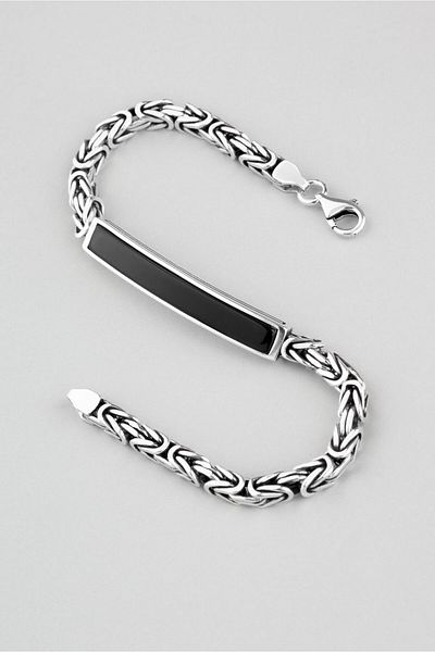 So CHIC... Black Striped Silver Men's Bracelet
