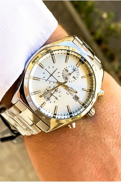 Reward Men's Wrist Watch and Bracelet - Steel Silver, Waterproof Gift