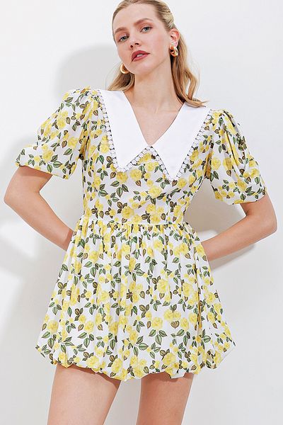 Bigdart 2478 Floral Mini Dress - Yellow