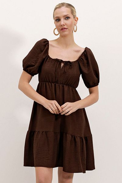 Bigdart 2351 Rochie din poplin evazat - Maro