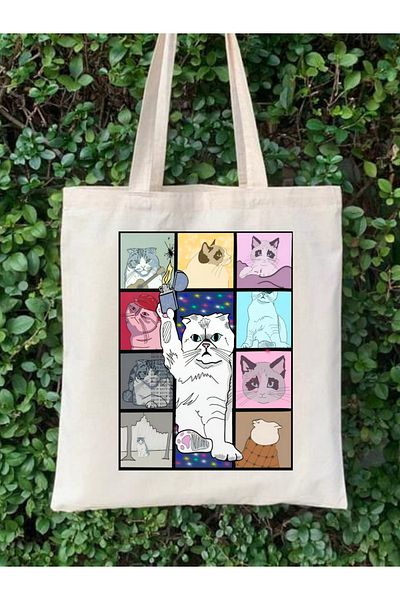Cemira Taylor Swift Karma Cat Tote Geantă Geantă din stofa