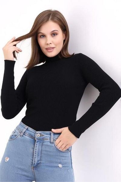Irmak Kerekli Pulover Badi negru Half Fisherman pentru femei 1246