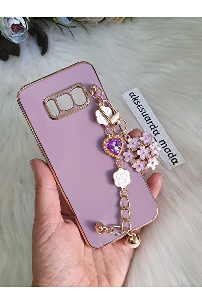 Aksesuarda Moda Samsung GALAXY S8 Uyumlu ÇİÇEKLİ TAŞLI Lazer Kesim Kılıf