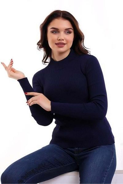 Irmak Kerekli Pulover Badi cu nervuri pe jumătate albastru bleumarin pentru femei 1246