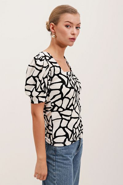 Bigdart 0409 Square Neck Knitted Blouse - H. White