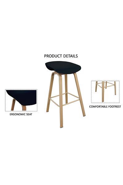 Mahmayi Ultimate Eames Style Seat Height Bar Stool - Black (Set of 2)