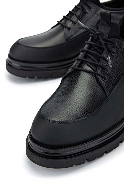 Tamer Tanca Erkek Hakiki Deri Siyah Floter Casual Ayakkabı