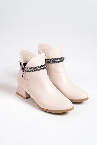 CAMOLLA Bej Cilt Kadın Taşlı Bot
