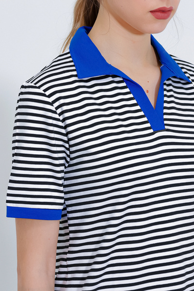 Bigdart Γυναικείο μπλουζάκι Saks Polo με ριγέ λαιμόκοψη 0499