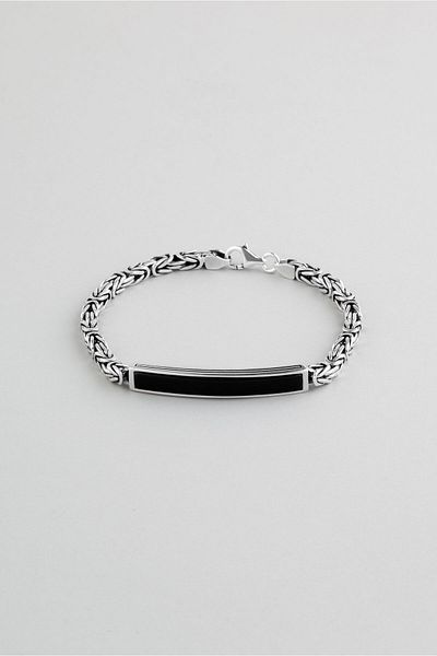 So CHIC... Black Striped Silver Men's Bracelet