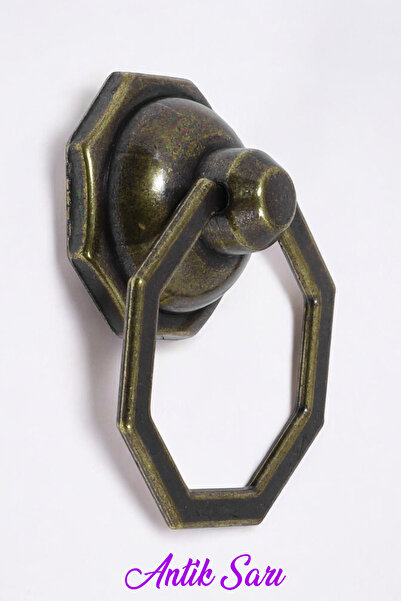 Badem10 Sarkaç Sekizgen Metal Halka (ESKİTME ANTİK SARI) Mobilya Mutfak Çekmece Dolap Kulpu Kulbu Kulpları