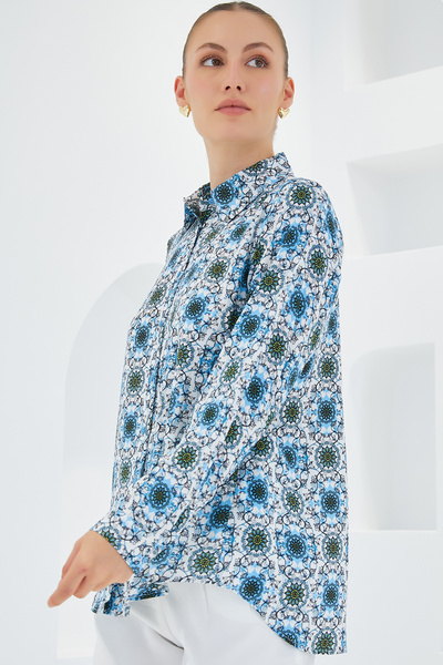 Bigdart 3721 Grafik Desenli Gömlek - Turkuaz