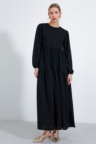 Bigdart Women's Black Long-Length Knitted Hijab Dress 2482