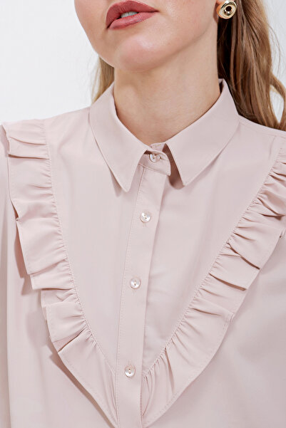 Bigdart 20223 Volánková košile s dlouhým rukávem – béžová