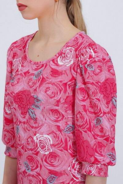 Bigdart Women's Pomegranate Rose Patterned Midi Dress 2477