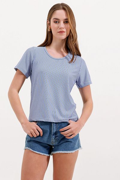 Bigdart 4313 Ριγέ Basic T-Shirt - Μπλε