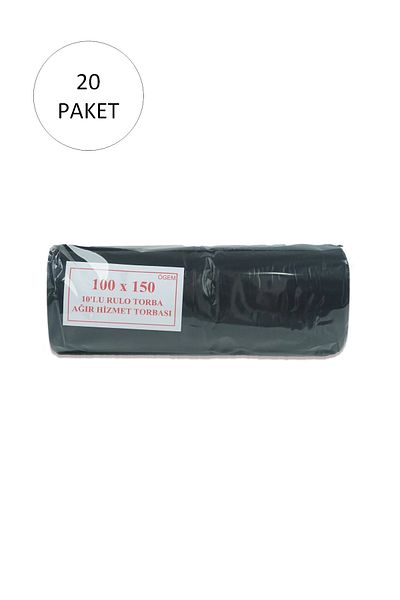 Ethab Ticaret Hantal Size Garbage Bag 100 x 150 cm 10 Pieces Roll x 20 Pack = 200 Pieces (Black)