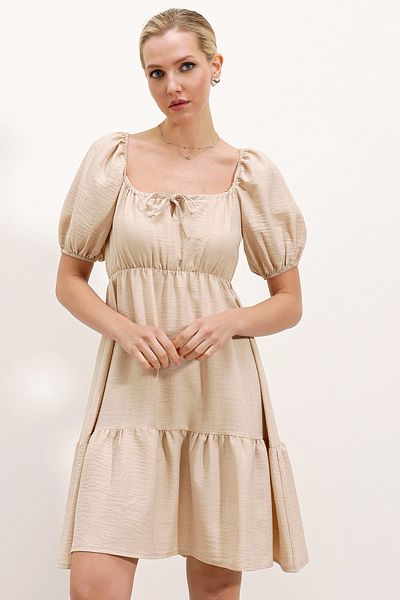 Bigdart 2351 Flared Poplin Dress - Cream