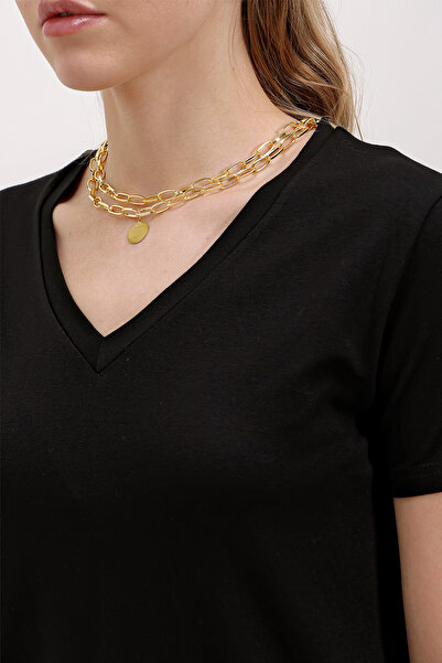 Bigdart 4315 V Yaka Oversize Tişört - Siyah