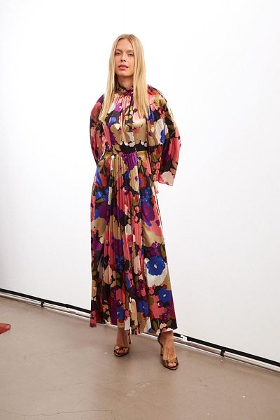 Setre Salmon Patterned Long Sleeve Dress