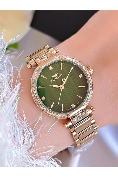 FERRO 3 Atm Water Resistant Ion Coated Women's Wristwatch and Bracelet Set - Efl40131-B