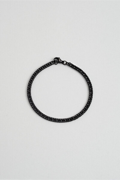 So CHIC... Örgü Stil Siyah Rodyum Çelik Erkek Bileklik