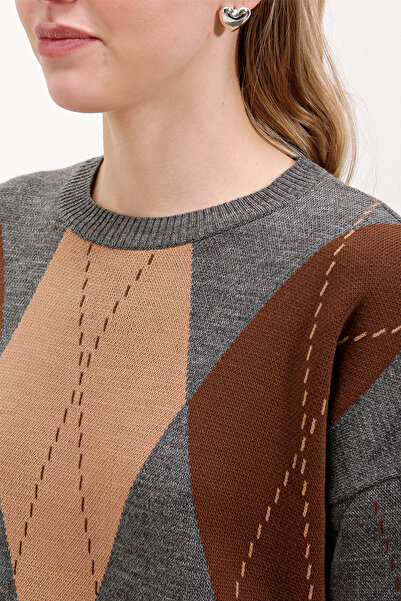 Bigdart 15861 Long Knitwear Dress - Gray