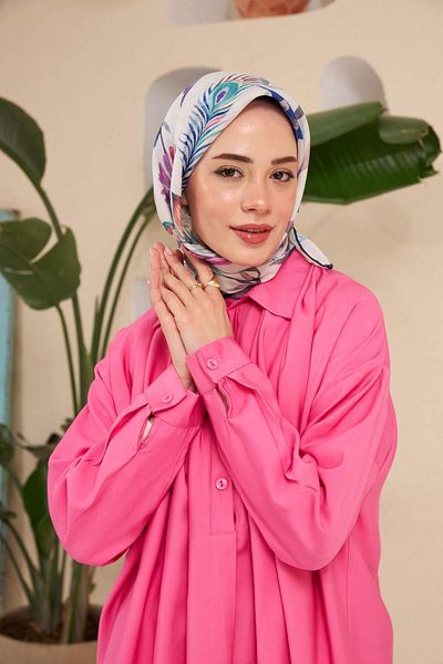 İpekhan Vera Pattern Soft Scarf Turquoise 1113-03