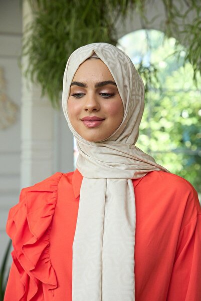İpekhan Silky Jacquard Shawl Cream Summer Shine Collection - 9013-11