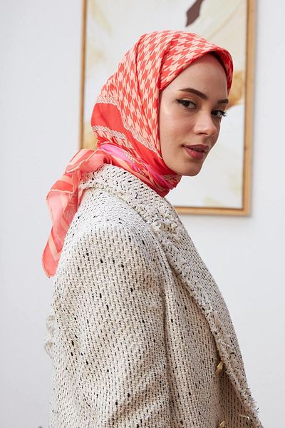 İpekhan Κασκόλ Coral Cotton Viscose Silkman Houndstooth Series 1129-02